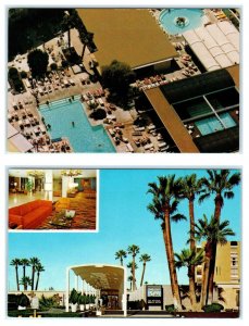 2 Postcards PALM SPRINGS SPA HOTEL, California CA ~ MINERAL SPRINGS Pool c1970s 