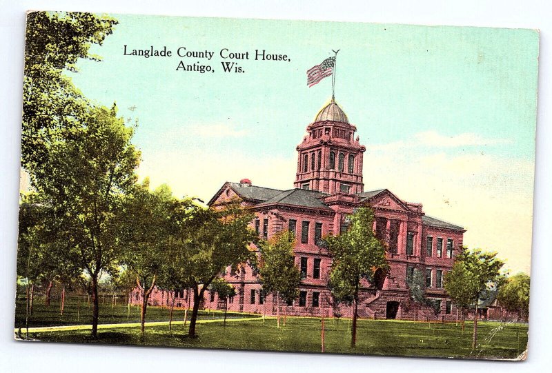 Langlade County Court House Antigo Wisconsin Postcard A211