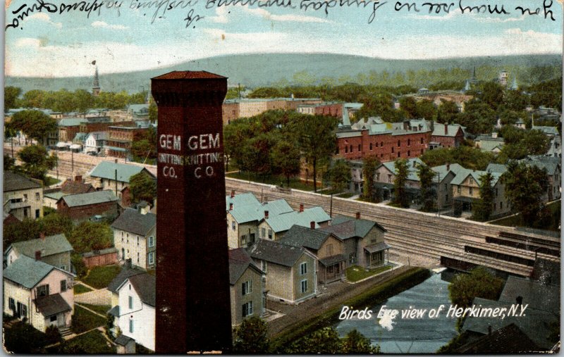 Vtg 1906 Birdseye View of Herkimer New York NY Postcard