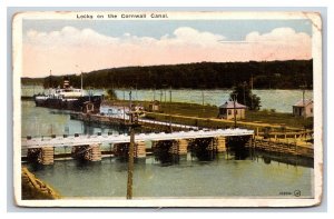 Locks on the Cornwall Canal Ontario Canada UNP WB Postcard I20