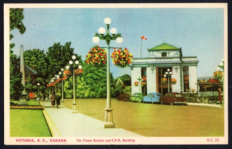 Canada British Columbia VICTORIA The Flower Baskets and C.P.R. Building