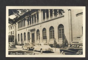 RPPC SPOKANE WASHINGTON ELKS TEMPLE LODGE OLD CARS REAL PHOTO POSTCARD