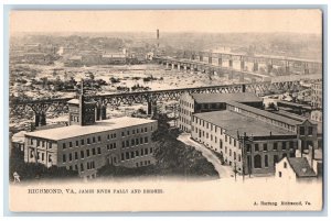 Richmond Virginia VA Postcard View Of James River Falls And Bridges Tuck Posted