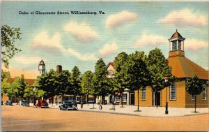 Duke Of Gloucester Street Williamsburg Virginia Linen Cancel WOB Postcard 