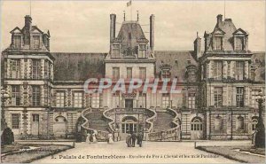 Postcard Old Palace of Fontainebleau Iron Horse has Staircase and the Three P...