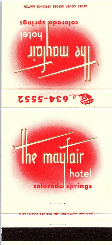 The Mayfair Hotel Colorado Springs Colorado Vintage Matchbook Cover