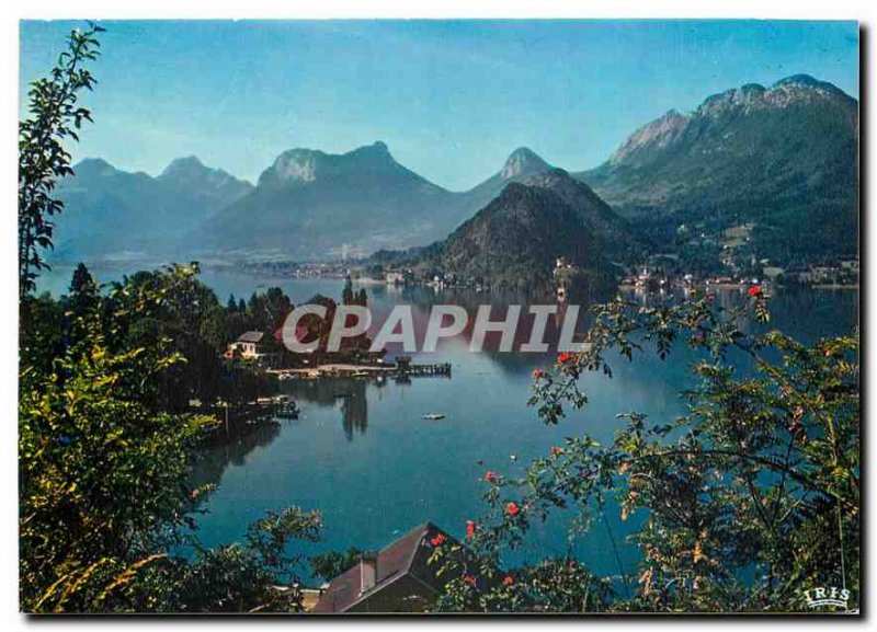 Modern Postcard Lake Annecy Haute Savoie Talloires Bay and peninsula of Duingt