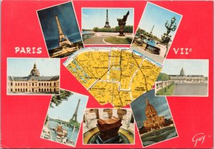 Postcard Map France Paris Map -- Paris and its wonders