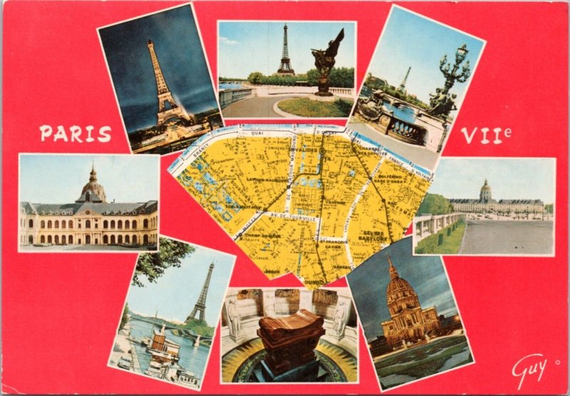 Postcard Map France Paris Map -- Paris and its wonders