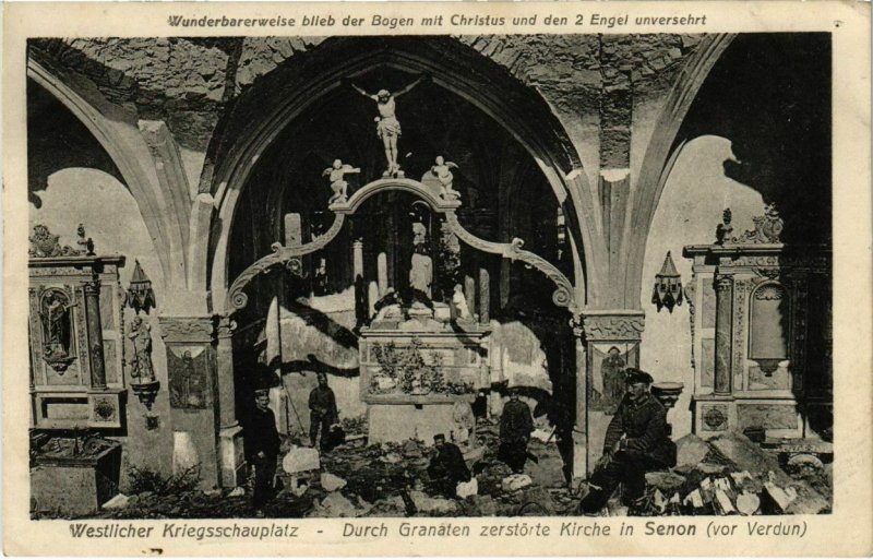 CPA Senon - Durch Granaten Zerstorte Kirche in Senon vor Verdun (1037187)
