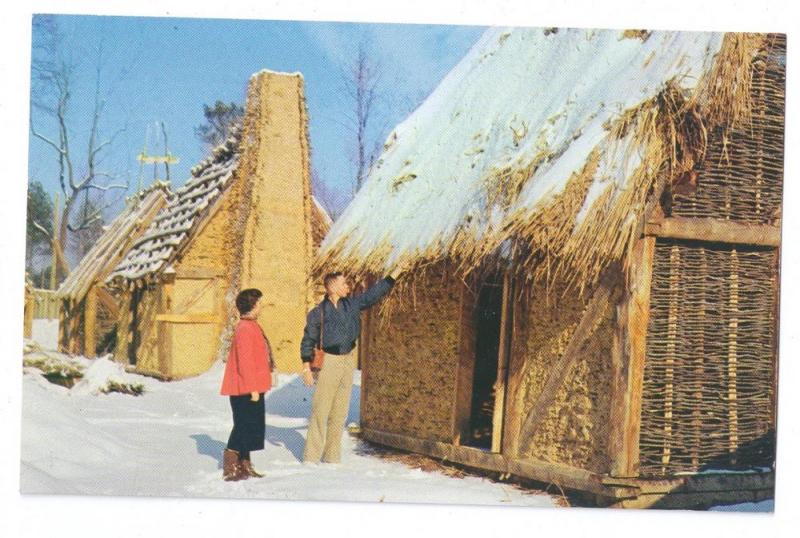 VA Jamestown Fort James Thatched Houses Postcard