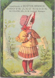 BOSTON BRANCH Boots & Shoes - Antique Victorian Trade Card