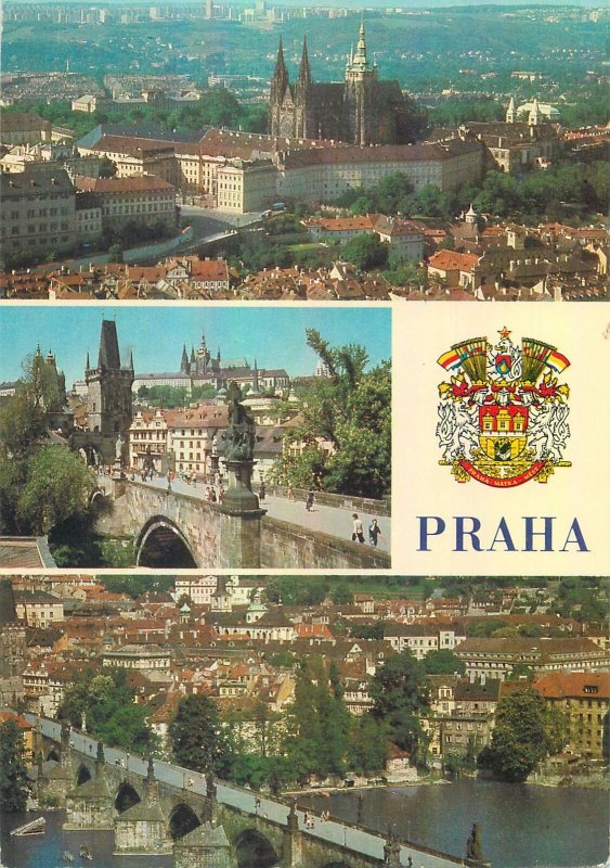 Postcard CZECH REPUBLIC Praha prague praga sign multi view church architecture