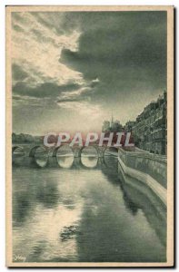 Old Postcard Paris Seine at Pont de la Tournelle