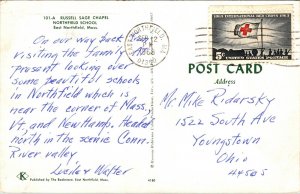 Russell Sage Chapel Northfield School East Massachusetts MA Postcard PM Cancel 