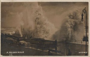 Sussex Postcard - Rough Seas - A Record Wave, Hastings  RS21331