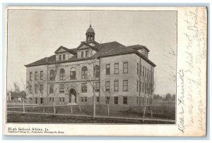 1912 High School Building Exterior Trees Scene Sibley Iowa IA Posted Postcard