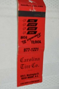 Carolina Tire Co. Rocky Mount North Carolina Advertising 20 Strike Matchbook