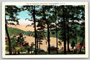 Middlesboro Kentucky~Top Of Pinnacle Mountain Scene~Cars~People~1920s Postcard