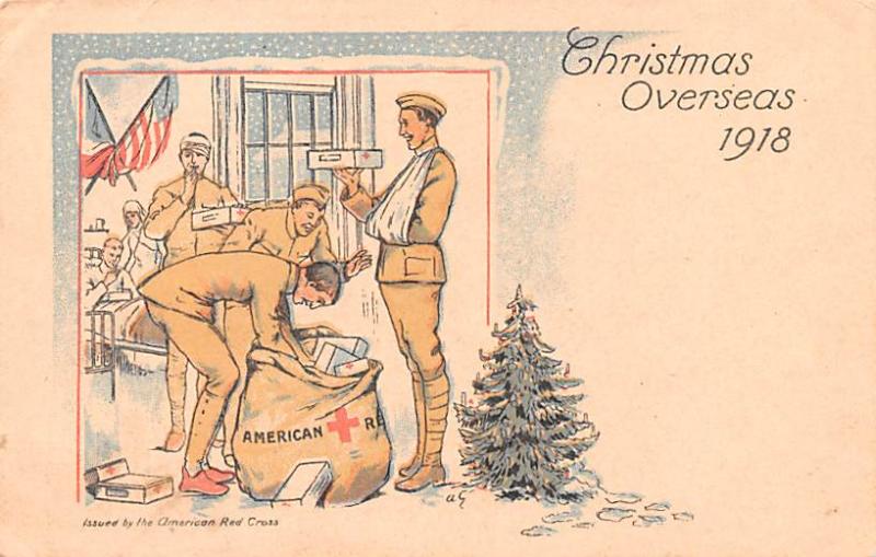 Military Comic Postcard, Old Vintage Antique Post Card  Christmas Overseas 1918