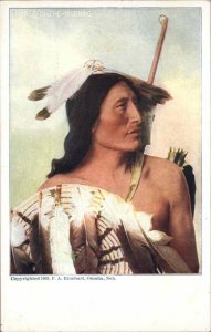 F.A. Rinehart American Indian Warrior Portrait c1910 Vintage Postcard