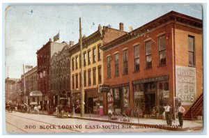 300 Block Looking East South Side Hotel Lahrmann's Hall Davenport IA Postcard