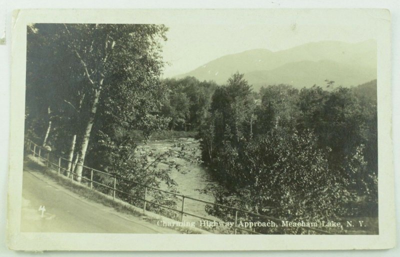 C.1905-10 RPPC Charming Highway Approach, Meacham Lake N.Y. Vintage Postcard F27