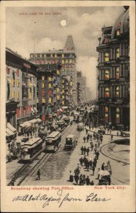 New York City NY Broadway Trolleys HTL Hold to Light c1905 Postcard