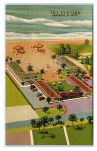 SARASOTA, FL Florida ~ Roadside THE SUNTIDE Apartments  c1950s Linen Postcard