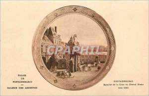 Postcard Old Palace of Fontainebleau Gallery Plates Staircase white horse courdu