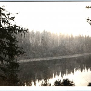 1930s Unknown Lake Landscape RPPC Real Water Reflection Photography Postcard A95