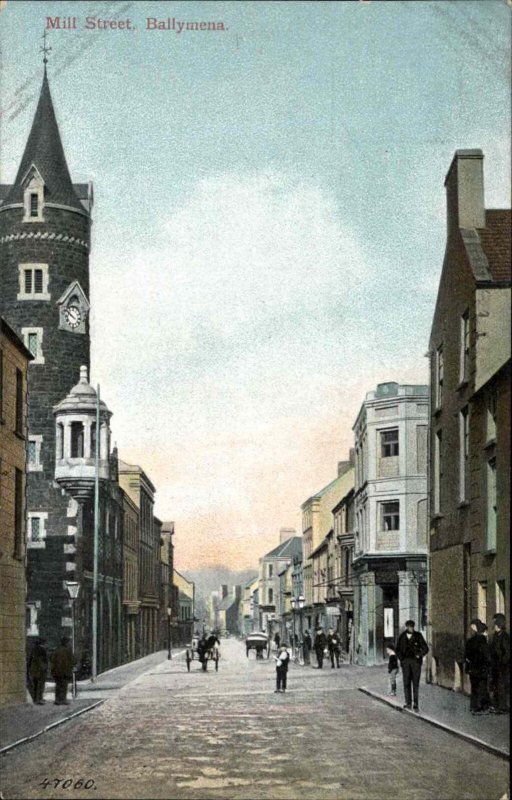 Ballymena Ireland Mill Street Scene c1910 Vintage Postcard