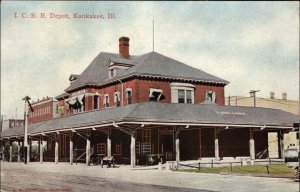 Kankakee IL IC RR Train Station Depot c1910 Postcard