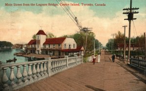 Toronto Canada, 1916 Main Street from the Lagoon Bridge Centre Island, Postcard