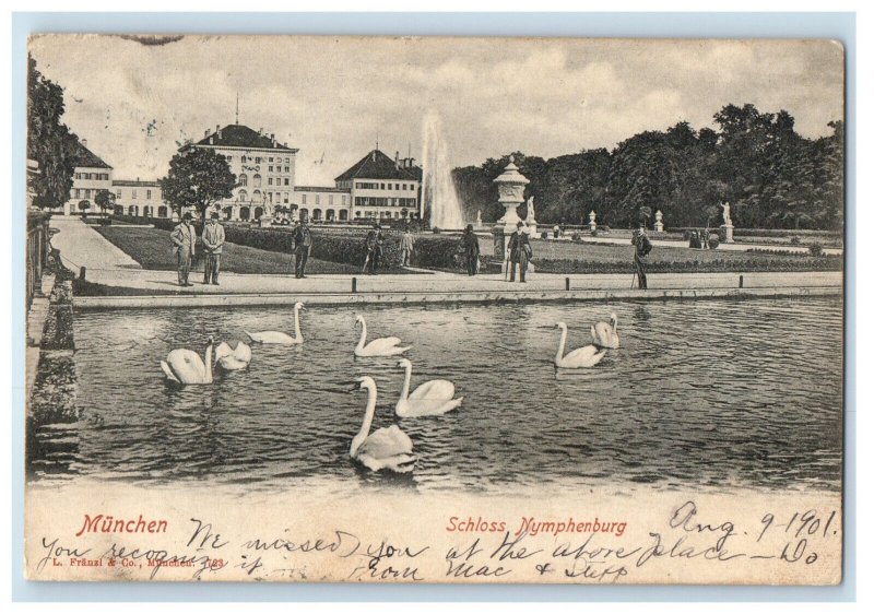 1901 Schloss Nymphenburg Munchen Germany Antique Posted Postcard 