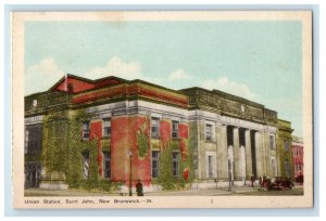 c1930's Union Station Depot Saint John New Brunswick Canada Vintage Postcard