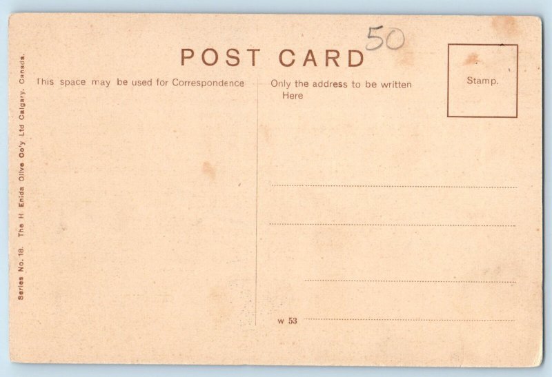 Banff Alberta Canada Postcard Bow River and Mt. Rundle c1910 Unposted