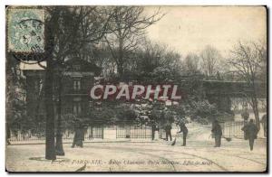 Old Postcard Paris Buttes Chaumont Gate Secretan Snow Effect