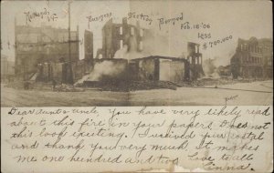 Rutland Vermont VT Fire Damage 1906 Real Photo Postcard