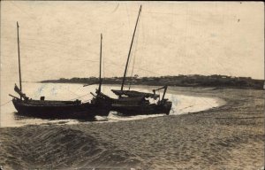 Peitaiho China KING Photographer Beach & Boats Real Photo Postcard Beidaihe