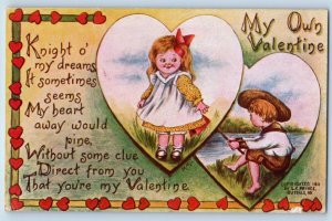 G K Prince Signed Artist Postcard Valentine Children Hearts St. Joseph MO Posted