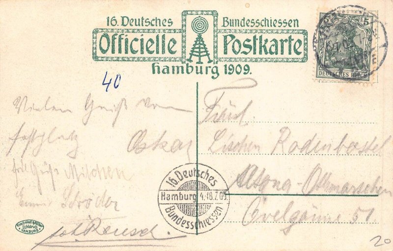 Germany Deutsches Bundesschiessen 1909 , Hamburg official postcard