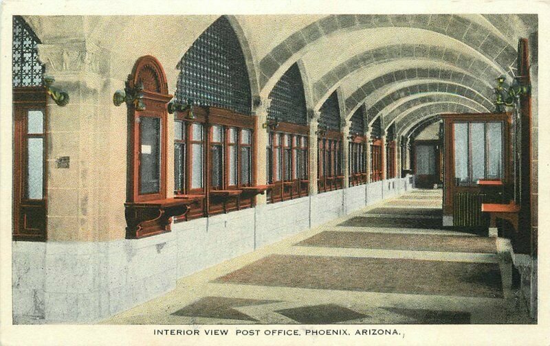 Phoenix Arizona Interior Post Office Boere's #39384 C-1910 Postcard 21-13712 