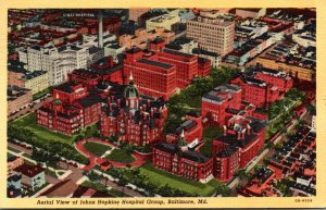 Maryland Baltimore Aerial View Of Johns Hopkins Hospital Group 1949 Curteich