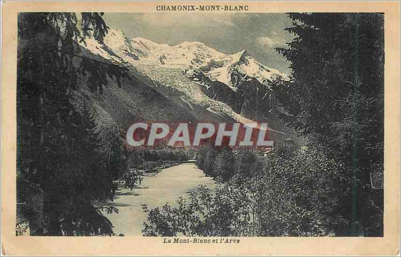 Old Postcard Chamonix Mont Blanc and L'Arve