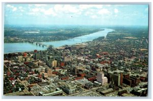 Jeffersonville Indiana Postcard Aerial View Louisville Kentucky Ohio River c1960