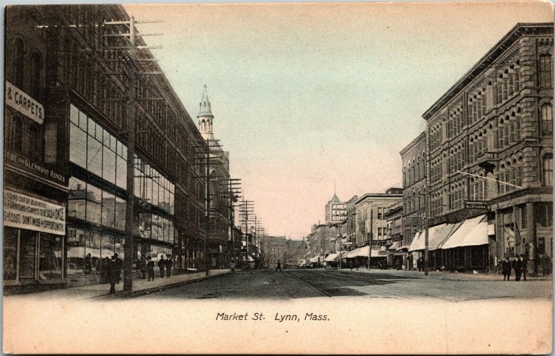 Vtg Lynn Massachusetts MA View of Market Street Unused Pre-1907 UDB Postcard