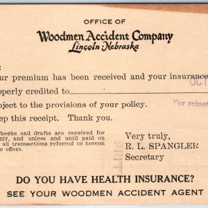 1942 Lincoln, NE Woodmen Accident Company Insurance Premium Postcard Life A178