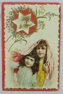 Two Girls with Red Lipstick Under Wheat Plant, California Breakfast - Trade Card