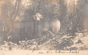 Adirondacks New York Hunting Camp Scene Real Photo Vintage Postcard AA70715